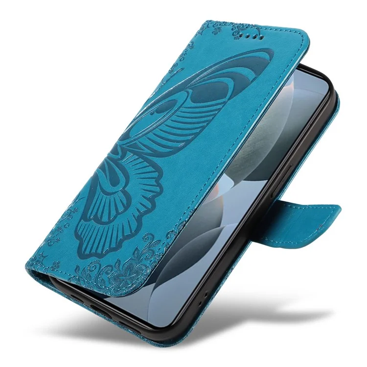 For Xiaomi 14T Case Butterfly Pattern Leather Wallet Flip Phone Cover - Blue