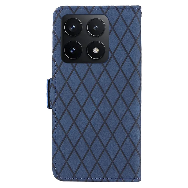 Чехол для Xiaomi 14T, ромбовидный чехол из полиуретановой кожи с откидным футляром для телефона - синий
