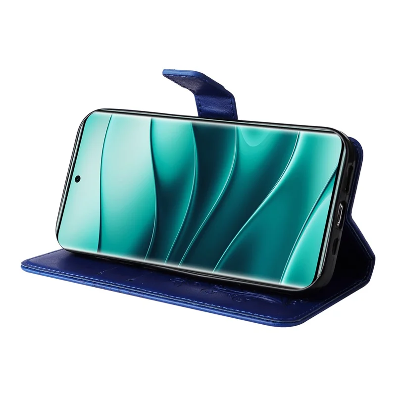 For Xiaomi Redmi Note 14 Pro+ 5G / Note 14 Pro 5G / Poco X7 5G Wallet Case Floral Butterfly Imprinted Leather Phone Cover Stand - Blue