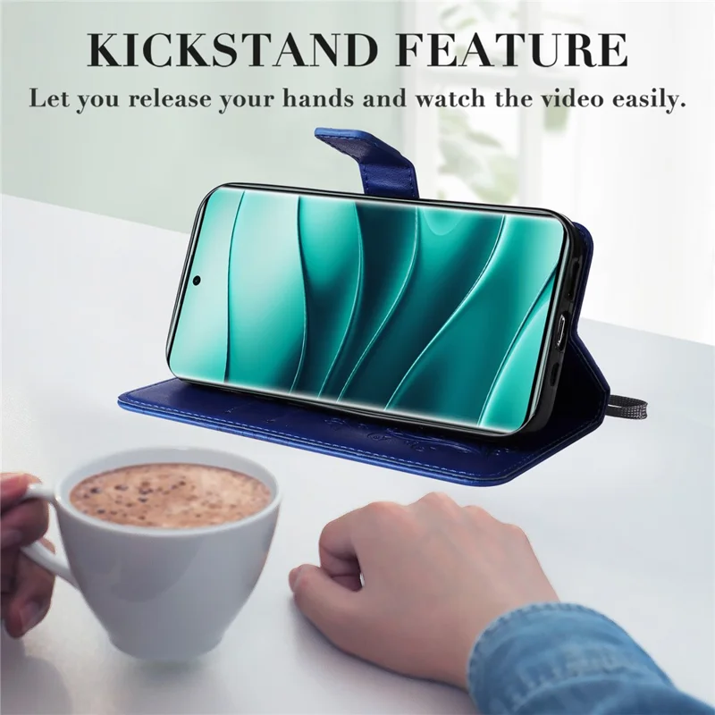 For Xiaomi Redmi Note 14 Pro+ 5G / Note 14 Pro 5G / Poco X7 5G Wallet Case Floral Butterfly Imprinted Leather Phone Cover Stand - Blue