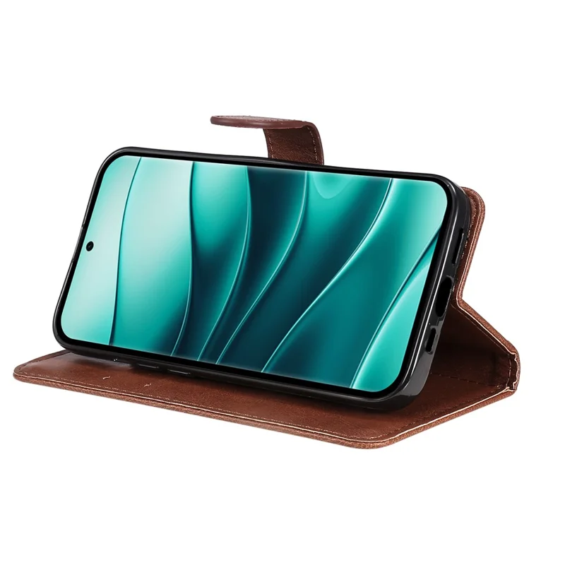 For Xiaomi Redmi Note 14 Pro+ 5G / Note 14 Pro 5G / Poco X7 5G Case Solid Color Leather Mobile Cover Wallet Stand with Strap - Brown