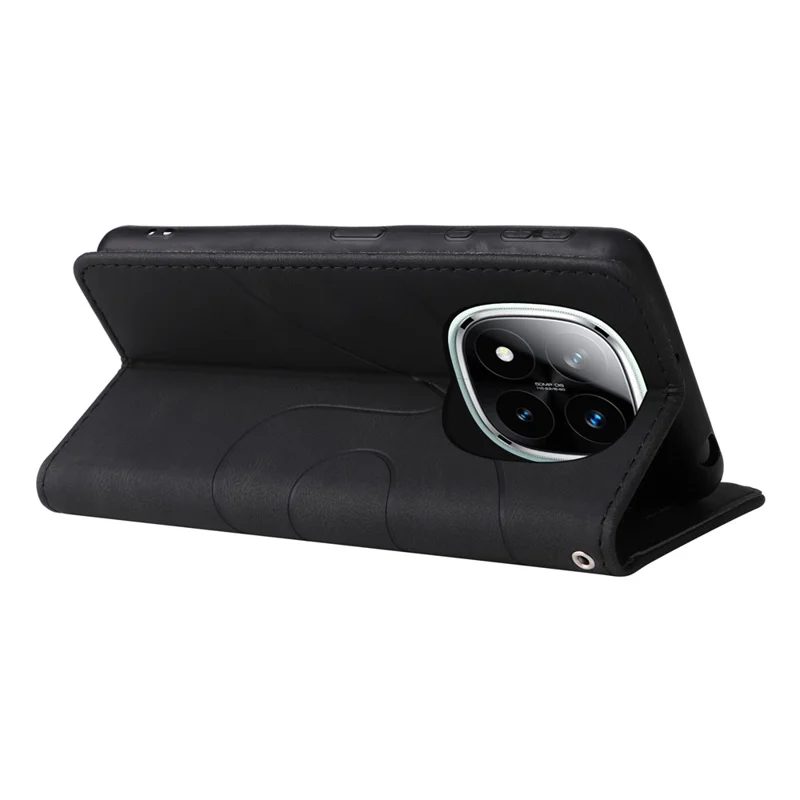For Xiaomi Redmi Note 14 Pro+ 5G / Note 14 Pro 5G / Poco X7 5G Leather Case Wallet Stand Color Splicing Phone Cover  - Black