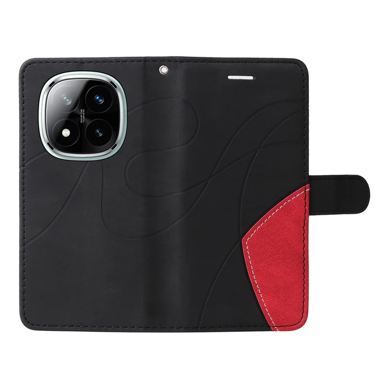 For Xiaomi Redmi Note 14 Pro+ 5G / Note 14 Pro 5G / Poco X7 5G Leather Case Wallet Stand Color Splicing Phone Cover  - Black