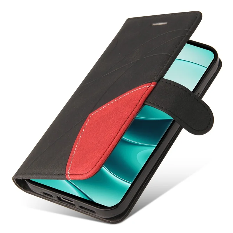 For Xiaomi Redmi Note 14 Pro+ 5G / Note 14 Pro 5G / Poco X7 5G Leather Case Wallet Stand Color Splicing Phone Cover  - Black