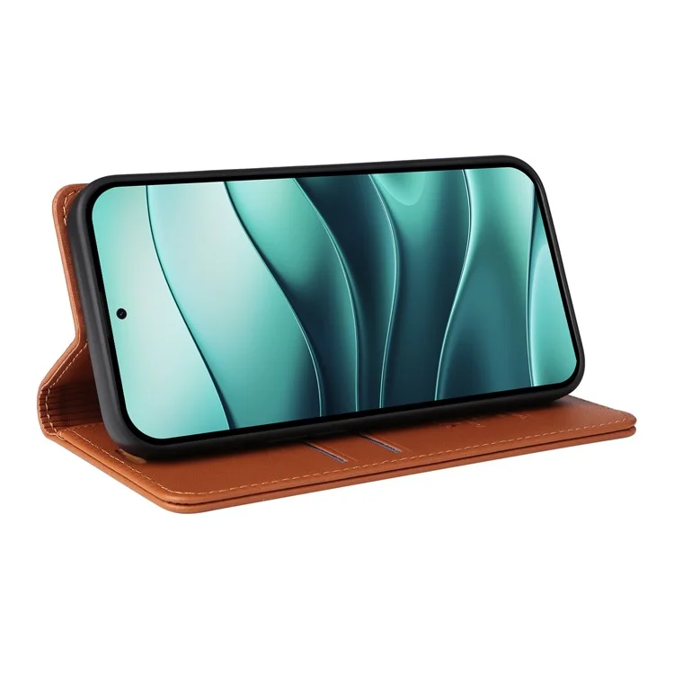 YIKATU YK-001 Funda para Xiaomi Redmi Note 14 5G con Soporte de Cuero Cierre Magnético Fuerte - Marrón