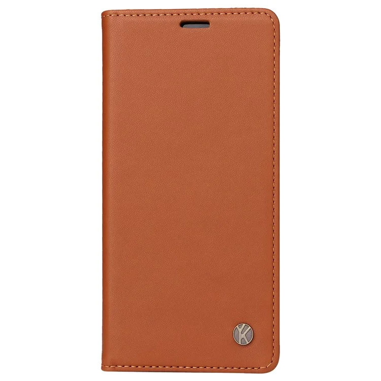 YIKATU YK-001 Funda para Xiaomi Redmi Note 14 5G con Soporte de Cuero Cierre Magnético Fuerte - Marrón