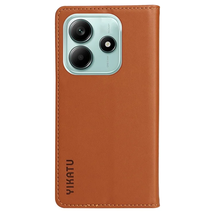 YIKATU YK-001 Funda para Xiaomi Redmi Note 14 5G con Soporte de Cuero Cierre Magnético Fuerte - Marrón