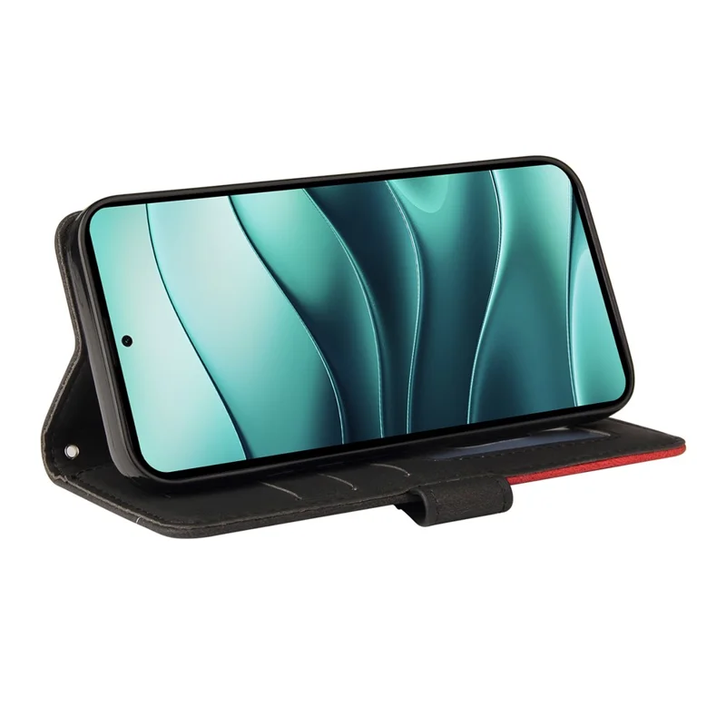 Funda de cuero KT Leather Series-1 para Xiaomi Redmi Note 14 5G, carcasa para teléfono con cartera y soporte, combinación de colores - Negro