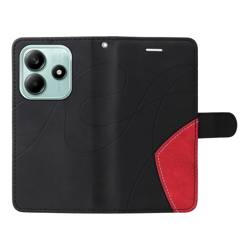 Funda de cuero KT Leather Series-1 para Xiaomi Redmi Note 14 5G, carcasa para teléfono con cartera y soporte, combinación de colores - Negro