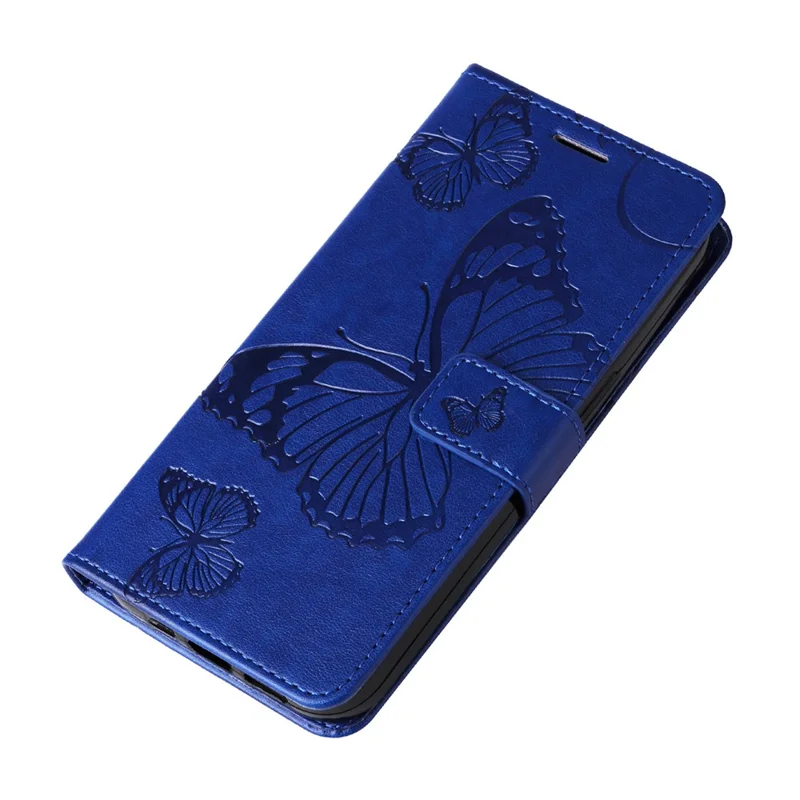 For Xiaomi Redmi Note 14 5G Wallet Case Floral Butterfly Imprinted Leather Phone Cover Stand - Blue