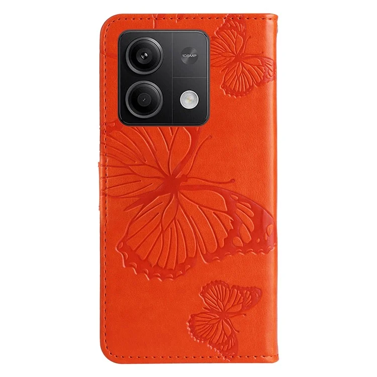 For Xiaomi Redmi Note 13 5G / Note 13 5G (China) Wallet Case Floral Butterfly Imprinted Leather Phone Cover Stand - Orange