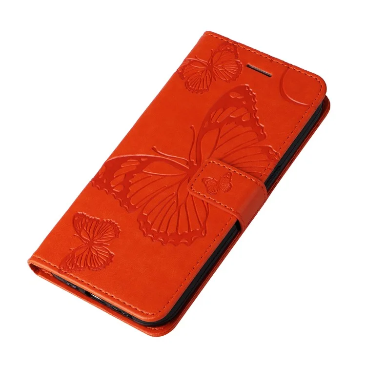 For Xiaomi Redmi Note 13 5G / Note 13 5G (China) Wallet Case Floral Butterfly Imprinted Leather Phone Cover Stand - Orange