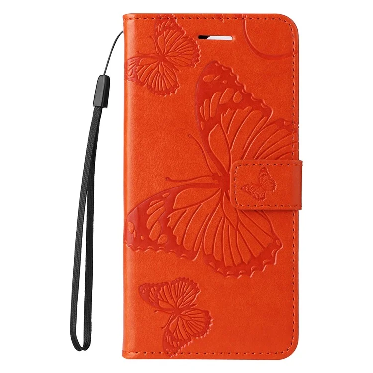 For Xiaomi Redmi Note 13 5G / Note 13 5G (China) Wallet Case Floral Butterfly Imprinted Leather Phone Cover Stand - Orange