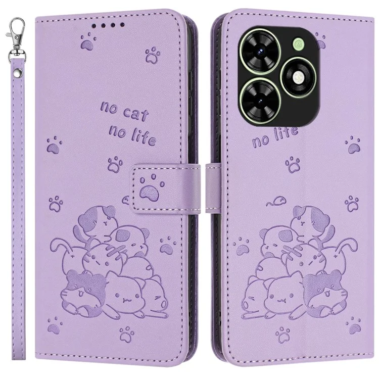 Leather Case for Infinix Smart 8 Plus / Smart 8 Pro 4G / Smart 8 4G / Hot 40i / TECNO Spark 20 / Spark 20C / Spark Go 2024 4G / Pop 8 Wallet Cover - Purple