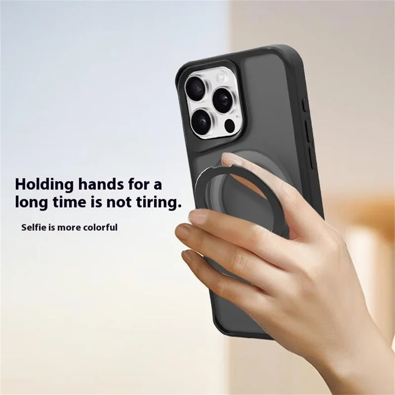 Für iPhone 16 Pro Max Hülle Kompatibel mit MagSafe PC+TPU Ring Kickstand Handyhülle - Titangrau
