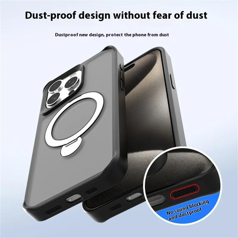 For iPhone 16 Pro Max Case Compatible with MagSafe PC+TPU Ring Kickstand Cell Phone Cover - Dark Purple