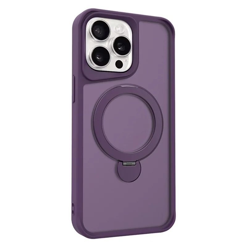 For iPhone 16 Pro Max Case Compatible with MagSafe PC+TPU Ring Kickstand Cell Phone Cover - Dark Purple