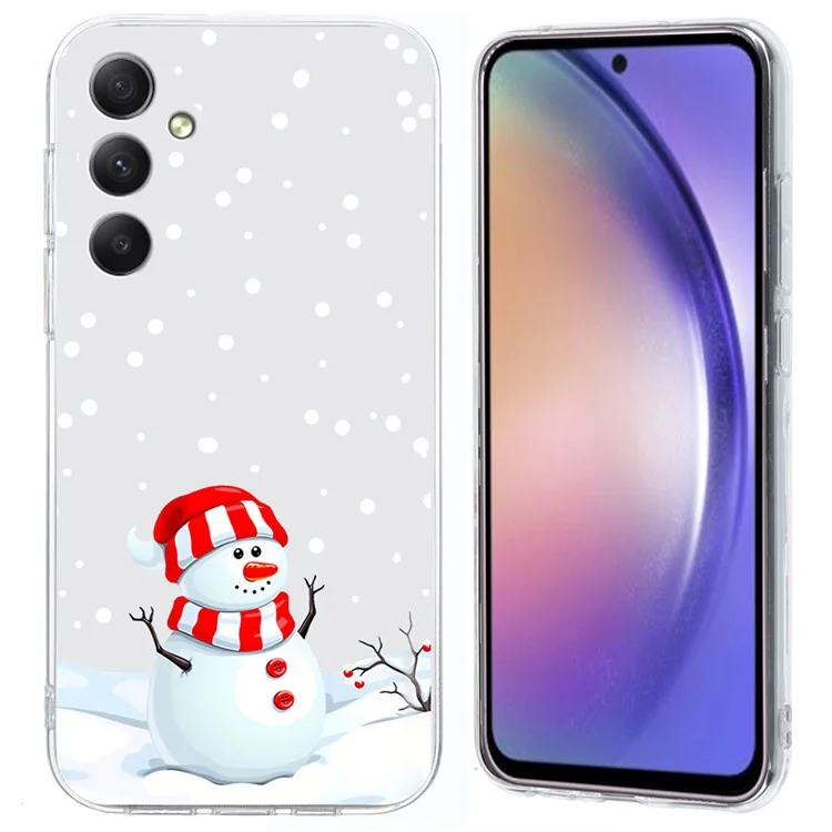 Для Samsung Galaxy S25 / S24 Case Christmas Pattern Print Print Soft TPU Protector - Снеговик