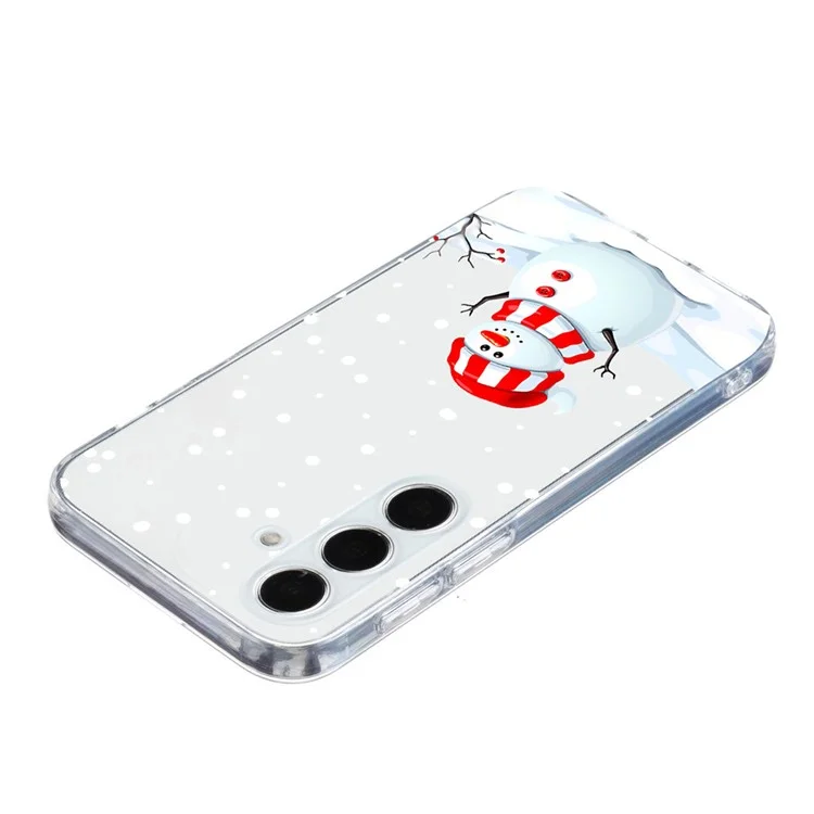 Для Samsung Galaxy S25 / S24 Case Christmas Pattern Print Print Soft TPU Protector - Снеговик