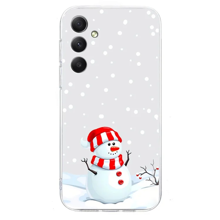 Для Samsung Galaxy S25 / S24 Case Christmas Pattern Print Print Soft TPU Protector - Снеговик