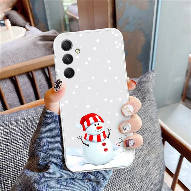 Для Samsung Galaxy S25 / S24 Case Christmas Pattern Print Print Soft TPU Protector - Снеговик
