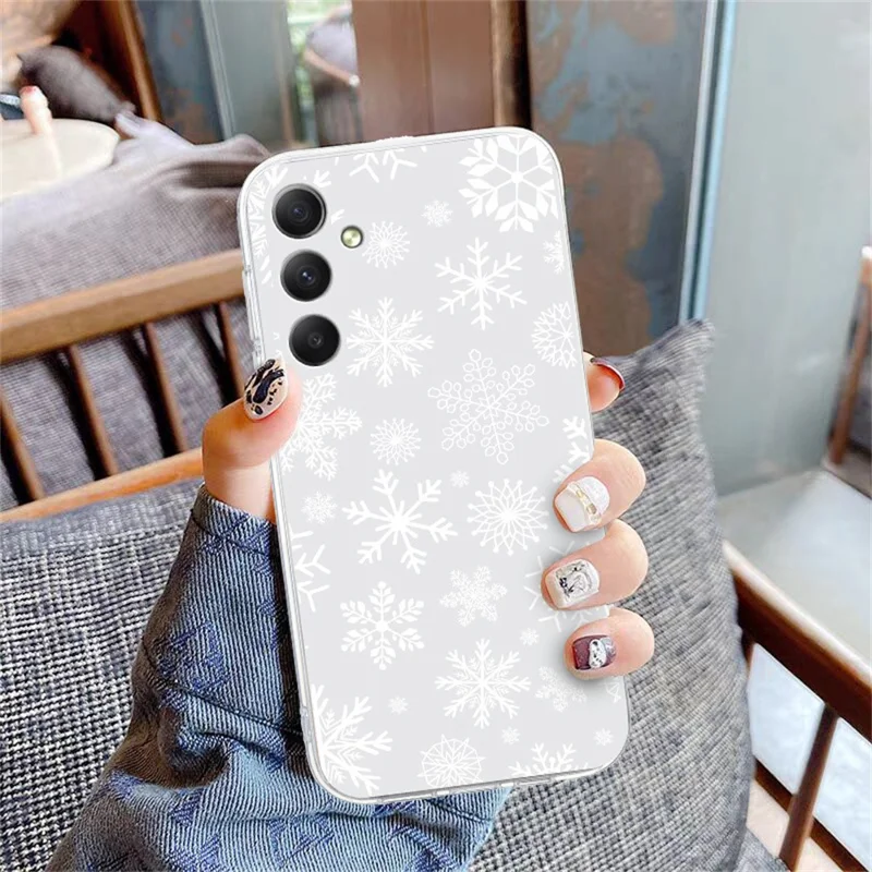 For Samsung Galaxy A55 5G Case Christmas Pattern Print Soft TPU Phone Protector - Snowflake
