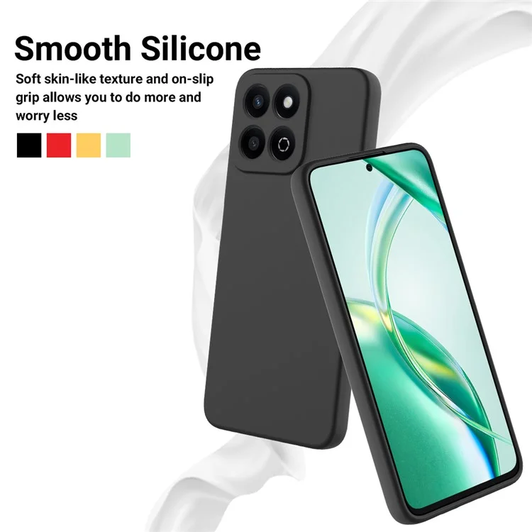 Per Honor X7c 4G / 200 Smart 5G Case Liquid Silicone Anti-Scratch Phone Cover con cinturino per la mano - Nero