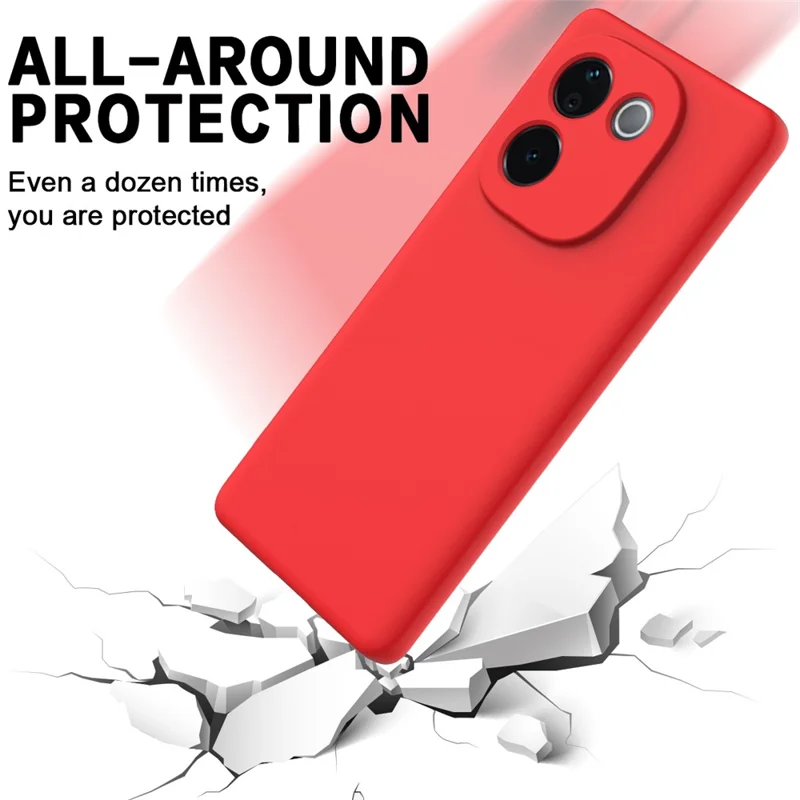 For vivo iQOO Z9s Pro 5G / T3 Pro 5G Case Liquid Silicone Anti-Scratch Phone Cover with Hand Strap - Red