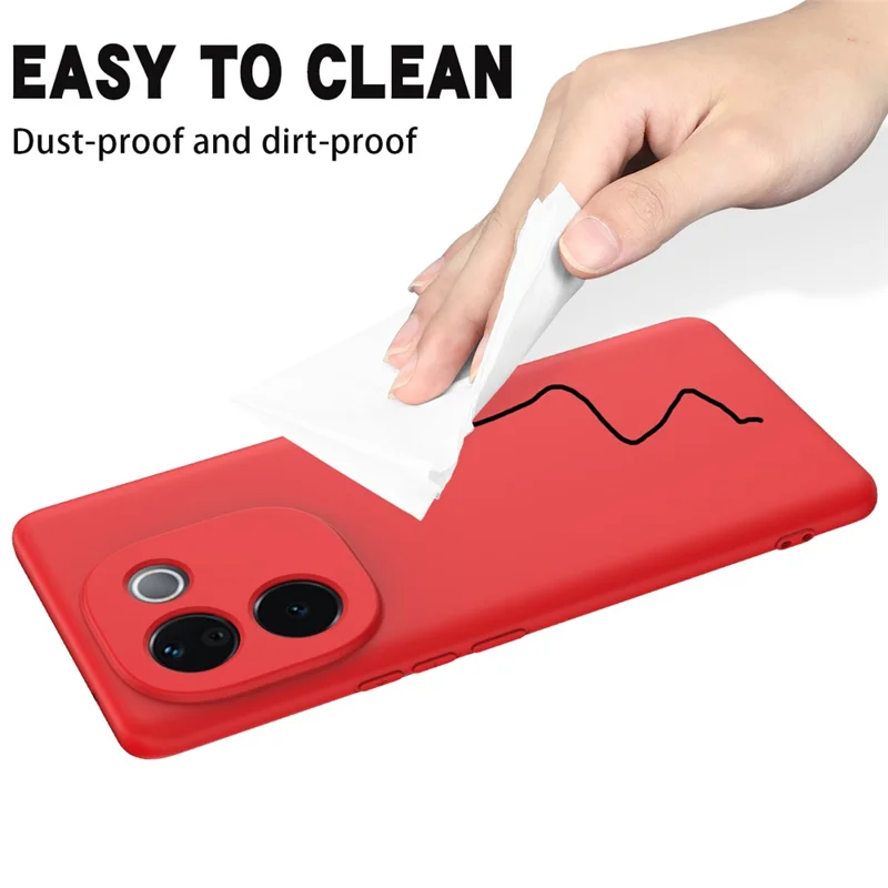 For vivo iQOO Z9s Pro 5G / T3 Pro 5G Case Liquid Silicone Anti-Scratch Phone Cover with Hand Strap - Red