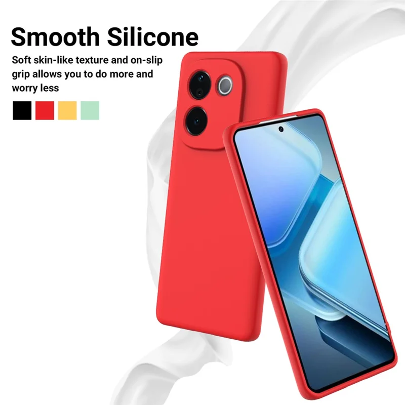 For vivo iQOO Z9s Pro 5G / T3 Pro 5G Case Liquid Silicone Anti-Scratch Phone Cover with Hand Strap - Red