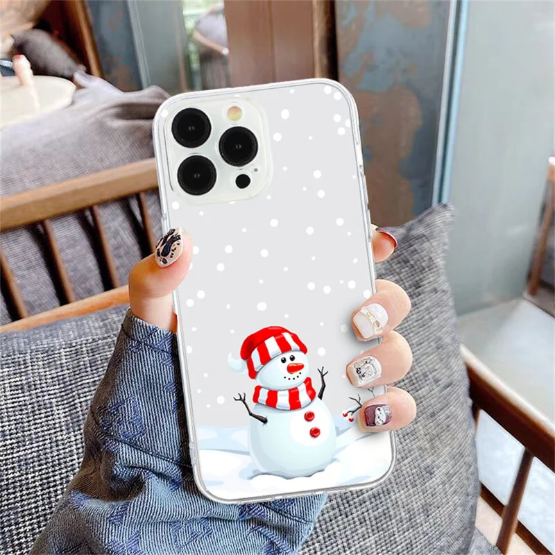 Étui Pour iPhone 16 Pro Max Christmas Pattern Print Soft TPU Phone Protector - Bonhomme de neige