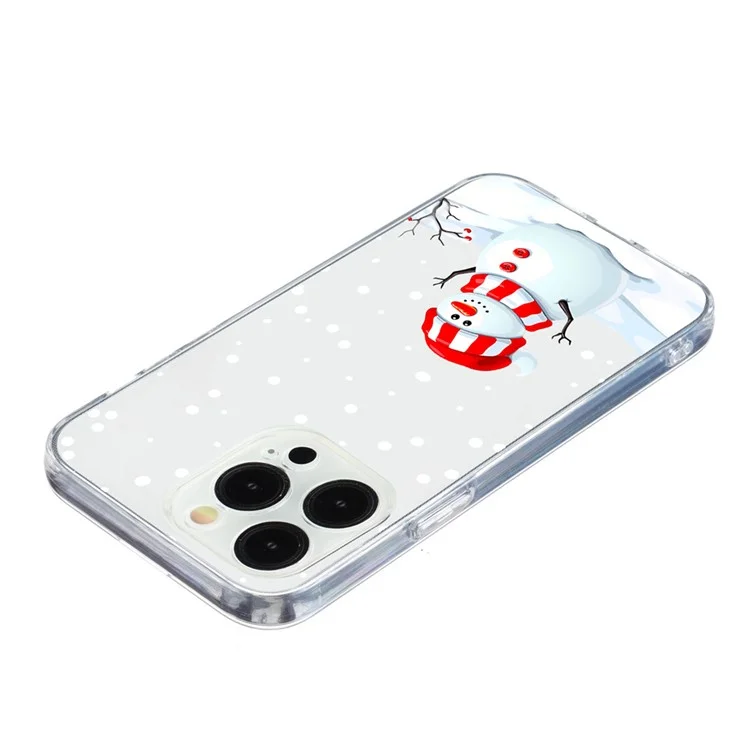 Funda para iPhone 16 Pro Estampado Navideño Suave TPU Protector de Teléfono - Muñeco de Nieve