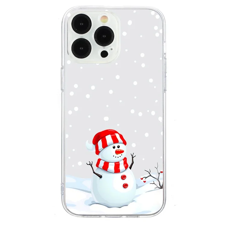 Funda para iPhone 16 Pro Estampado Navideño Suave TPU Protector de Teléfono - Muñeco de Nieve