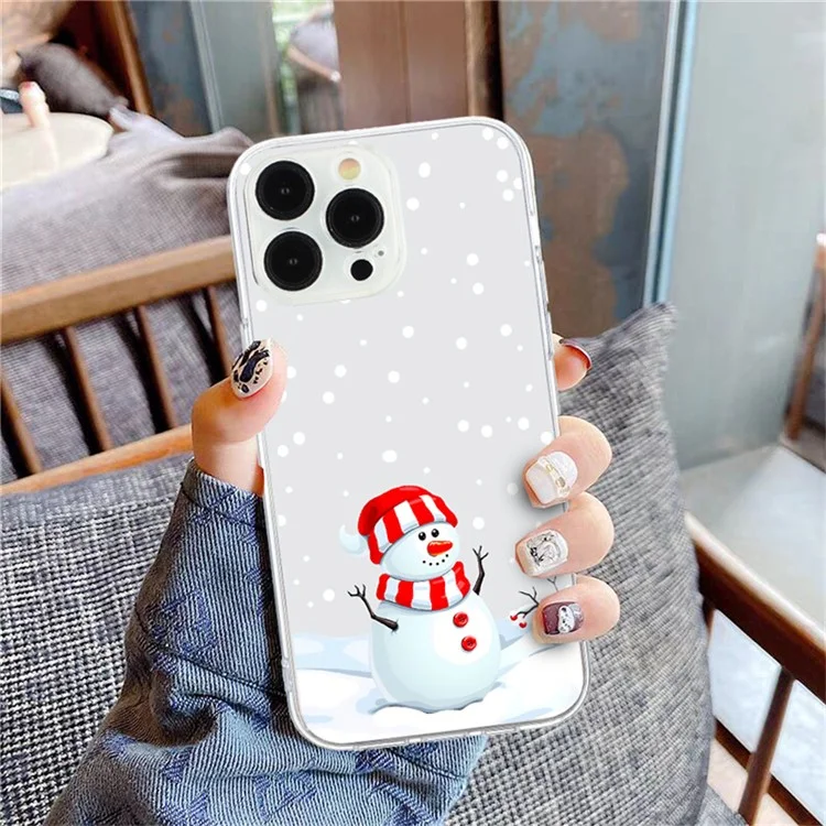 Funda para iPhone 16 Pro Estampado Navideño Suave TPU Protector de Teléfono - Muñeco de Nieve