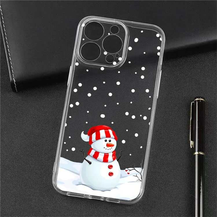 Funda para iPhone 16 Pro Estampado Navideño Suave TPU Protector de Teléfono - Muñeco de Nieve