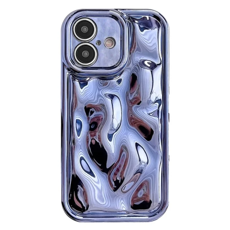 For iPhone 16 Case Electroplated TPU Shell Meteorite Texture Phone Cover - Blue