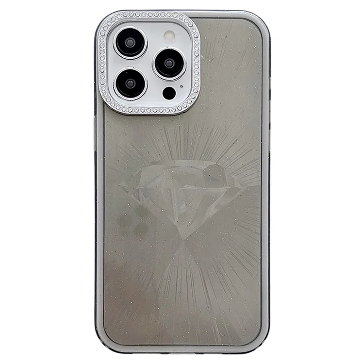 For iPhone 16 Pro Max Case IMD Diamond Pattern TPU+PC Shockproof Phone Cover - Black