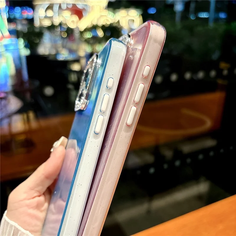 For iPhone 16 Pro Max Case IMD Diamond Pattern TPU+PC Shockproof Phone Cover - Pink