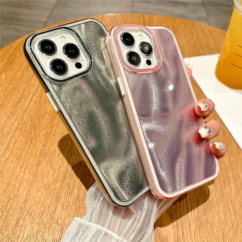 For iPhone 16 Pro Max Case Quicksand Glitter TPU+PC Shockproof Phone Cover - Pink