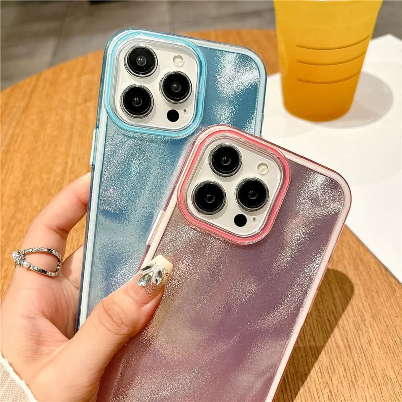 For iPhone 16 Pro Max Case Quicksand Glitter TPU+PC Shockproof Phone Cover - Pink