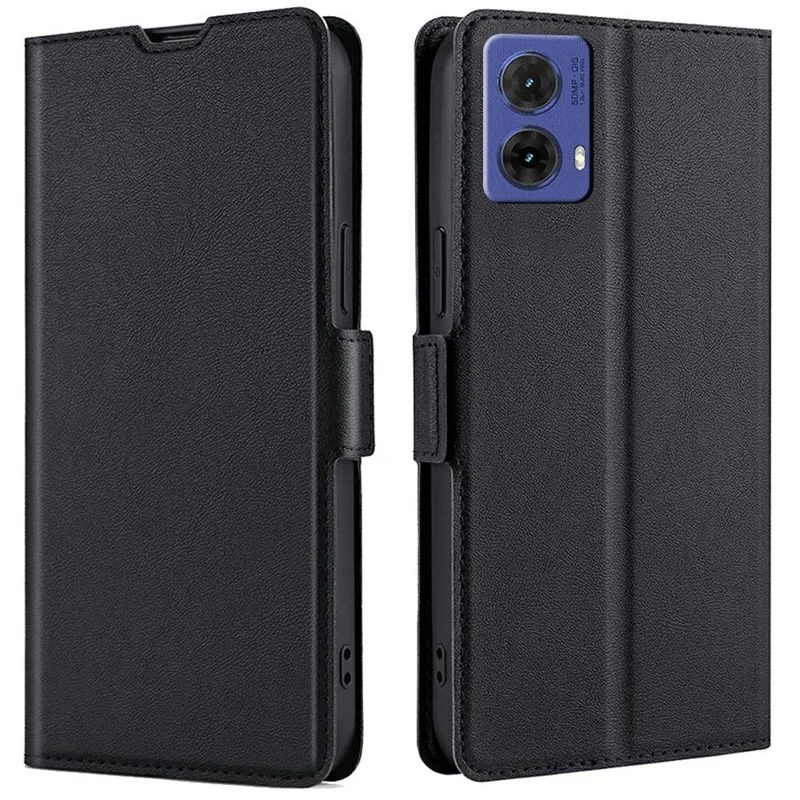 For Motorola Moto G85 5G / S50 Neo 5G Case Card Holder PU Leather Phone Cover - Black