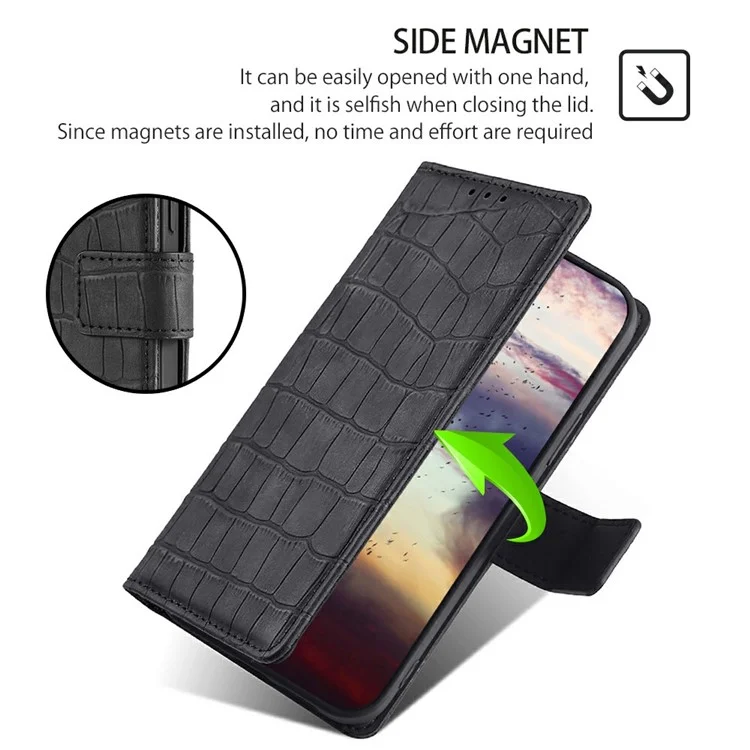 Para Capa Motorola Moto G85 5G / S50 Neo 5G, Textura de Crocodilo PU Leather Phone Cover - Preta