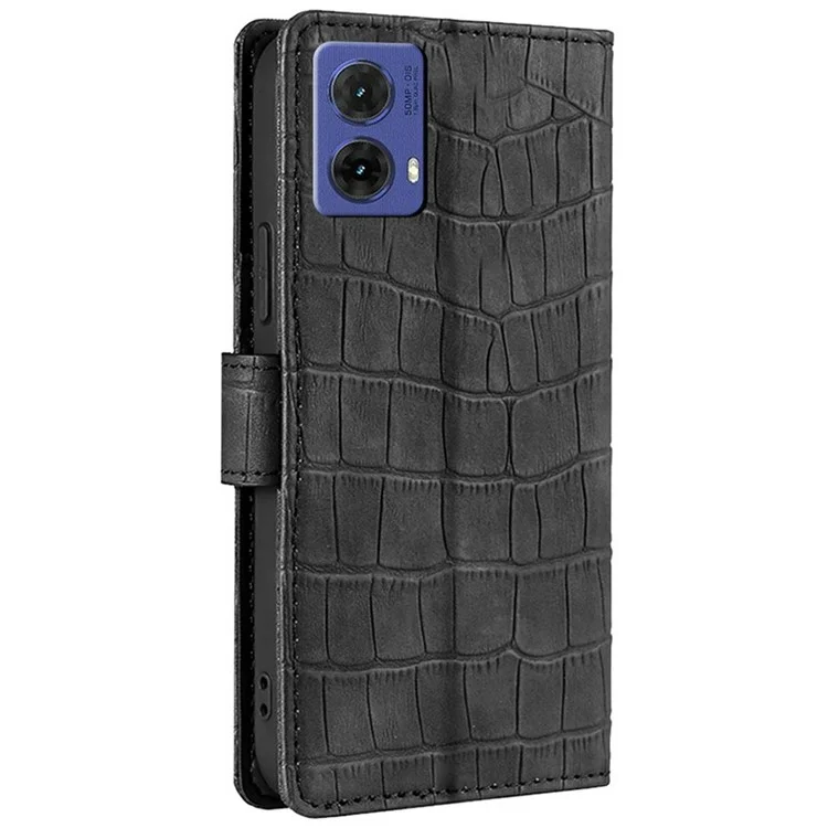 Para Capa Motorola Moto G85 5G / S50 Neo 5G, Textura de Crocodilo PU Leather Phone Cover - Preta