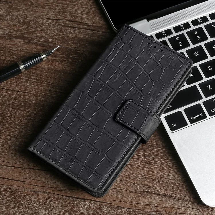 Para Capa Motorola Moto G85 5G / S50 Neo 5G, Textura de Crocodilo PU Leather Phone Cover - Preta