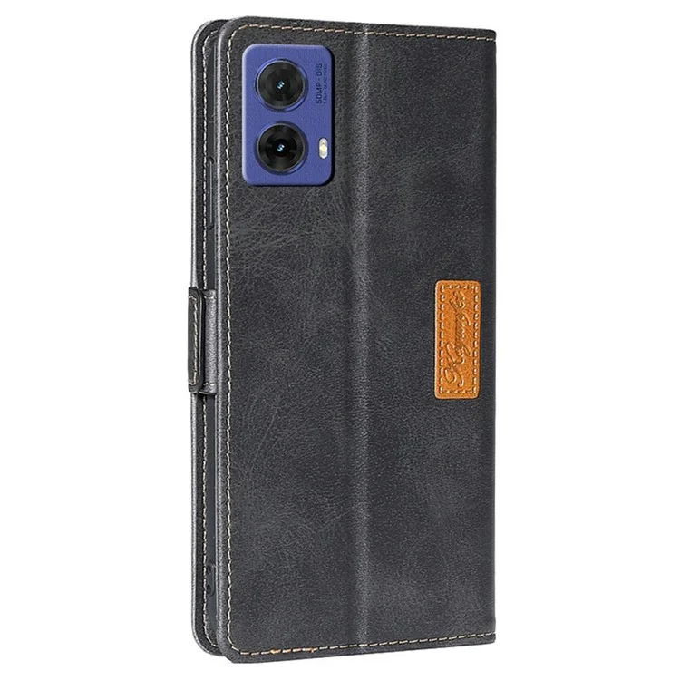 For Motorola Moto G85 5G / S50 Neo 5G Case Contrast Color Wallet Leather Phone Cover - Black+Grey