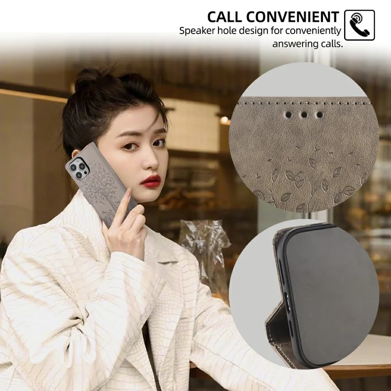For Motorola Moto G85 5G / S50 Neo 5G Case PU Leather Wallet Phone Cover Tree Deer Imprinted - Grey