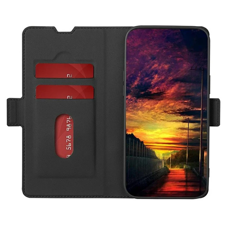 Pour Motorola Moto G85 5G / S50 Neo 5G Coque Étui Porte-Carte Texture Twill Cuir Housse de Téléphone - Noir