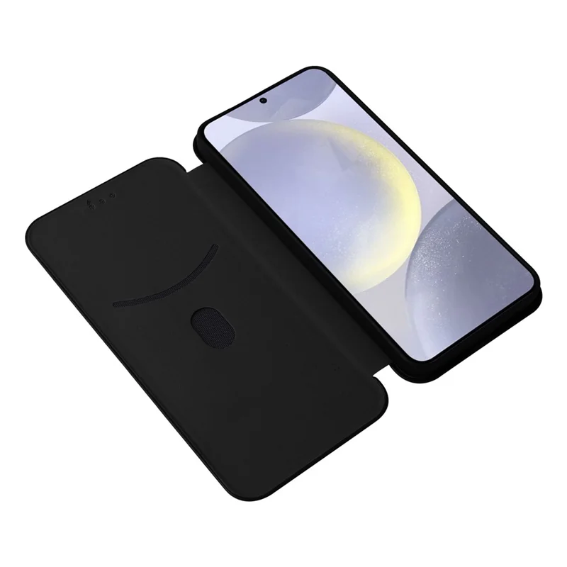 For Samsung Galaxy S25 Case Carbon Fiber Texture Drop-Proof PU Leather Phone Cover - Black