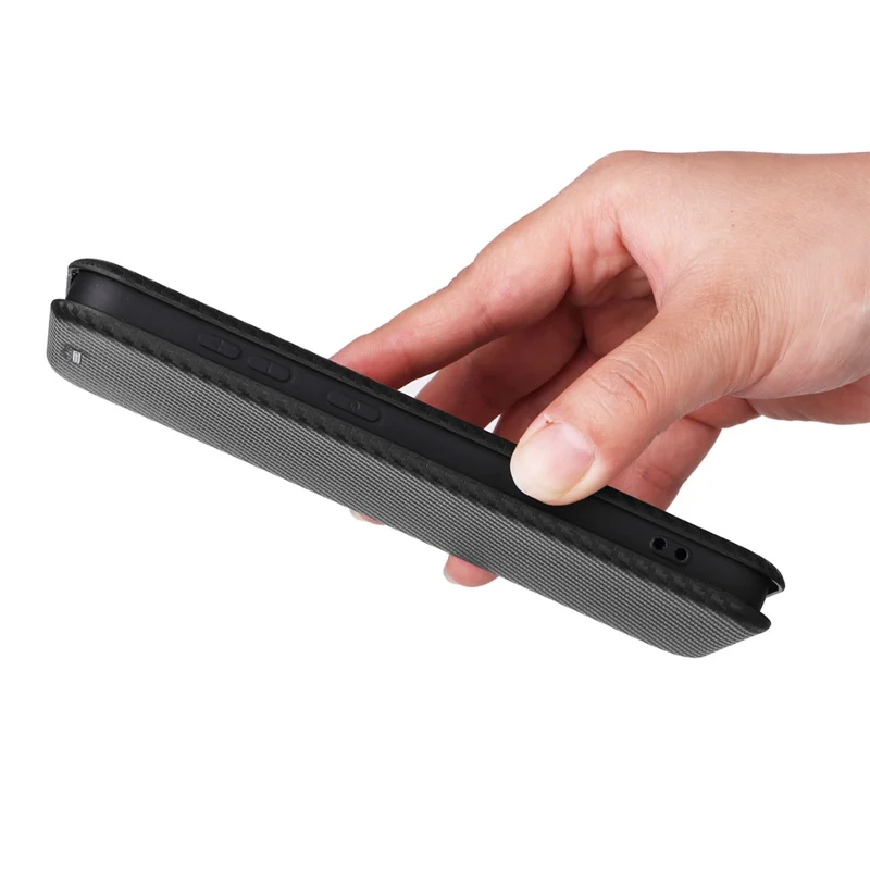 For Samsung Galaxy S25 Case Carbon Fiber Texture Drop-Proof PU Leather Phone Cover - Black