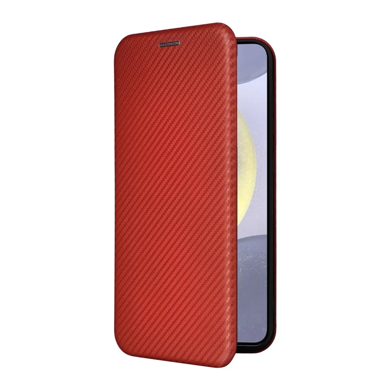 For Samsung Galaxy S25+ Case Carbon Fiber Texture Drop-Proof PU Leather Phone Cover - Brown